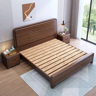 新中式金丝檀木实木床2米x2米大床主卧高箱储物床1米8双人床家用