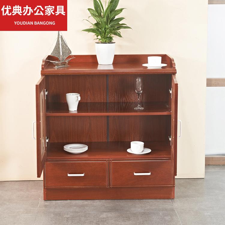 现C1201茶代中动移茶水柜式实木胡桃色办公推柜拉式办公家具