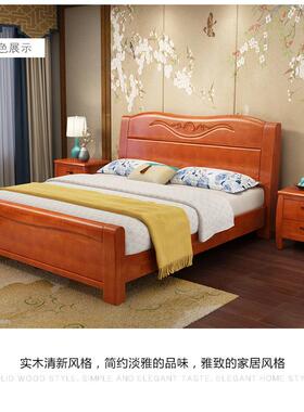 白色中式实木床11.8橡米FKH双人床主卧胶木物高箱床储经济型.5米