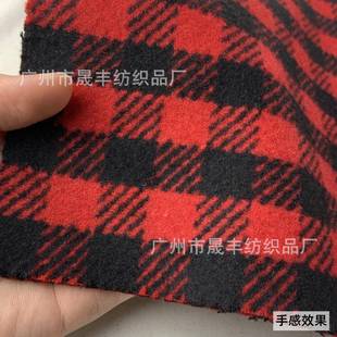 现货冬加厚层双面黑红CX18602千鸟格子呢面料秋精纺羊绒大外套衣