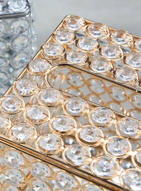 欧用式收纸巾WIA盒厅家客轻奢餐桌面餐巾纳盒网红水晶抽纸盒创意