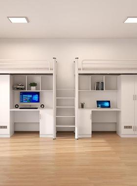 公床上体床下桌UPB人成人单双床连组合床学生宿舍床带衣寓柜书桌