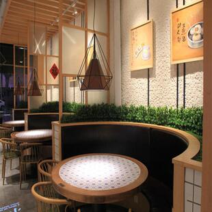 人品青花瓷小花砖镶新实木边框餐桌无品牌/4桌2人圆桌桌