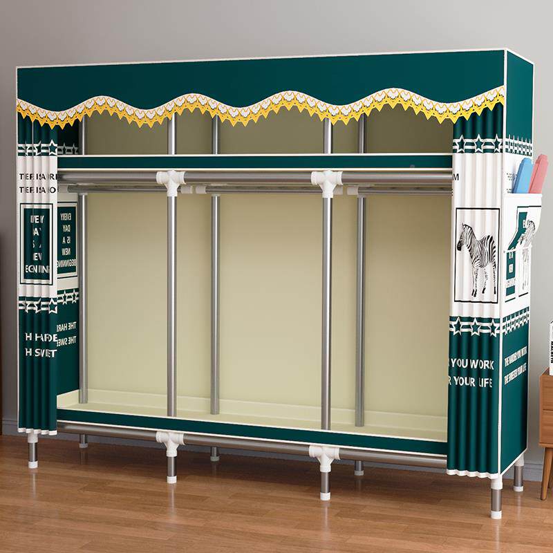 7W布衣柜全易钢架粗加厚简衣柜家用卧室加结实耐用组装收全无品牌