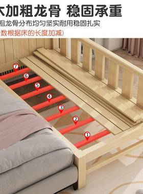 拼实木婴PDD10176儿接床加宽带护接栏男孩女孩大单人床边床儿童拼