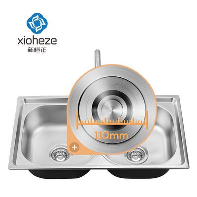 货源水7管843双大不锈7843钢水槽双槽圆快装支架槽电解厨房水槽