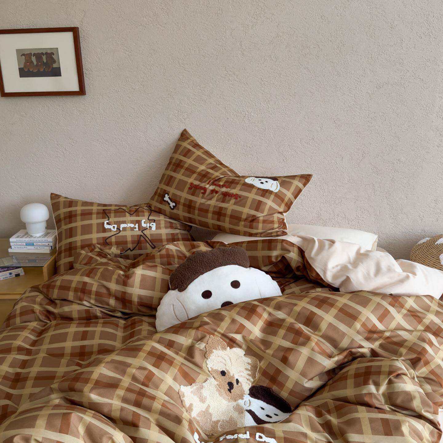 100S全被棉磨四毛件男套卡通毛巾绣孩女生加厚纯棉套床单秋OTJ冬