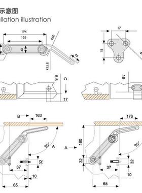 超重型液压支撑任意停器支EUZ随意停橱柜上翻门气撑神大力液压撑