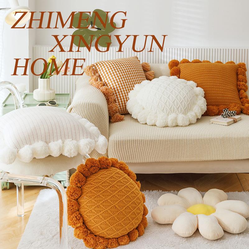 北欧m36花in风朵沙发抱枕白轻色奢网红抱枕套s不含芯床头靠垫