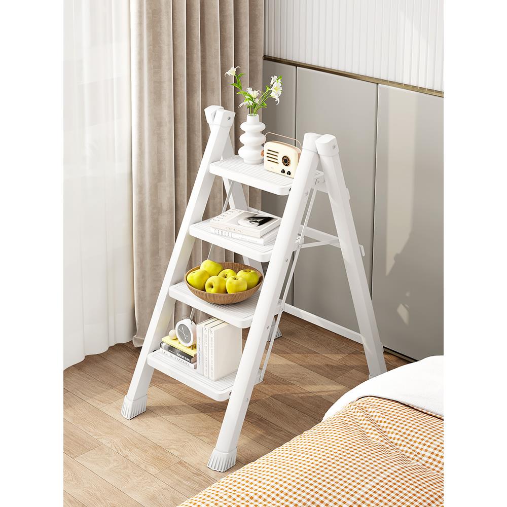多功能家用梯可叠梯可伸ESF折缩厚储物架人字形四阶楼安全梯梯小