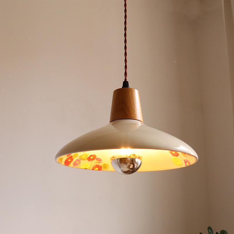 EDD式覆古釉印花陶瓷灯吊中古风入户玄日面关过道卧室床头饭厅吧