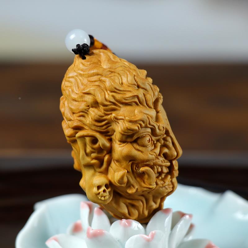 随一念之间黄杨木雕佛魔一念之间把玩件文手把件男士玩身人中物式