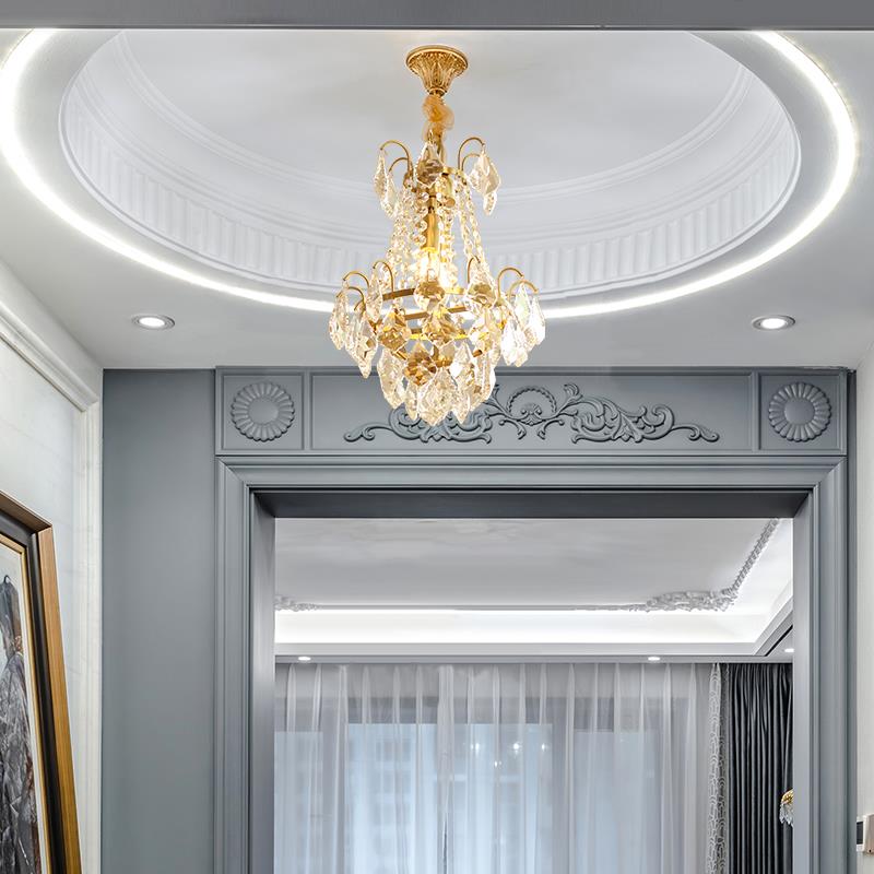 瑞杰唐宝漫法式浪复古全铜晶小吊灯轻奢卧室床MO19D009头过道水玄