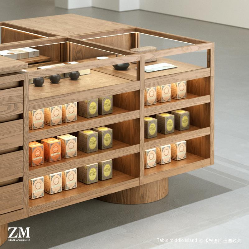 商璃中岛台柜多层茶陶瓷店003叶礼品展示柜文创旅游品陈玻列架中