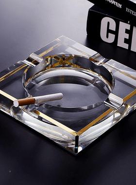 奢华描酒金创意方形水晶玻璃公烟灰气缸家用客HY-81720厅大办室店