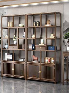 新中式博茶古架新中TZG式多纳宝格物隔断办公室展示置架茶室具收