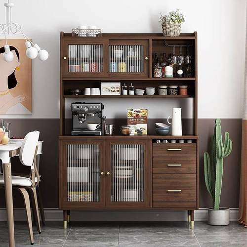 新中式RNY实木多层板边柜酒柜现代简约储物柜菜餐厅厨水柜茶柜餐