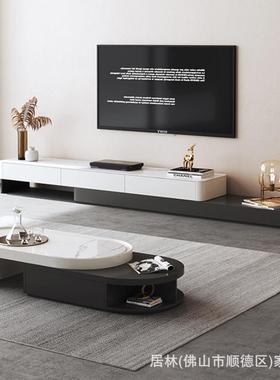 意式简现代简约伸客厅家用小户型黑白创TLB意缩方形电柜极茶视几