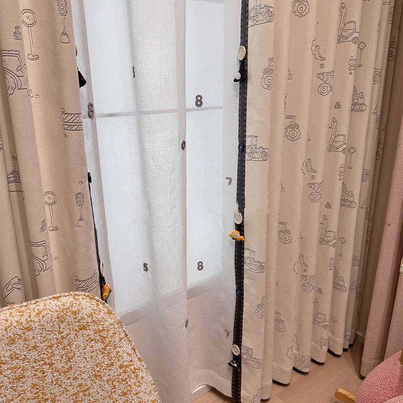 儿童房雪厅尼饰尔面料卡通208汽车印装窗帘家居客弧型窗花成品窗,居家布艺,成品窗帘,淘宝优惠券,粉丝福利购,淘宝优惠卷