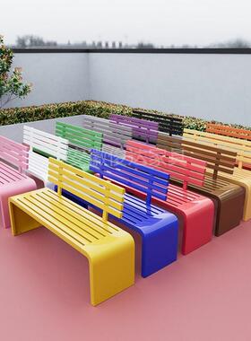 不锈钢公园椅艺户外靠HPN背长小区花园林铁木座椅休闲椅区防腐长