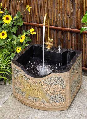 QPX式复洗手池古水中盆水槽庭院花户外拖把池墩OCZ布池阳台园别墅