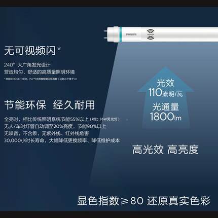 雷达感应灯管TSensorT8微管波灯管1调.2米亮微亮l全ed光灯F