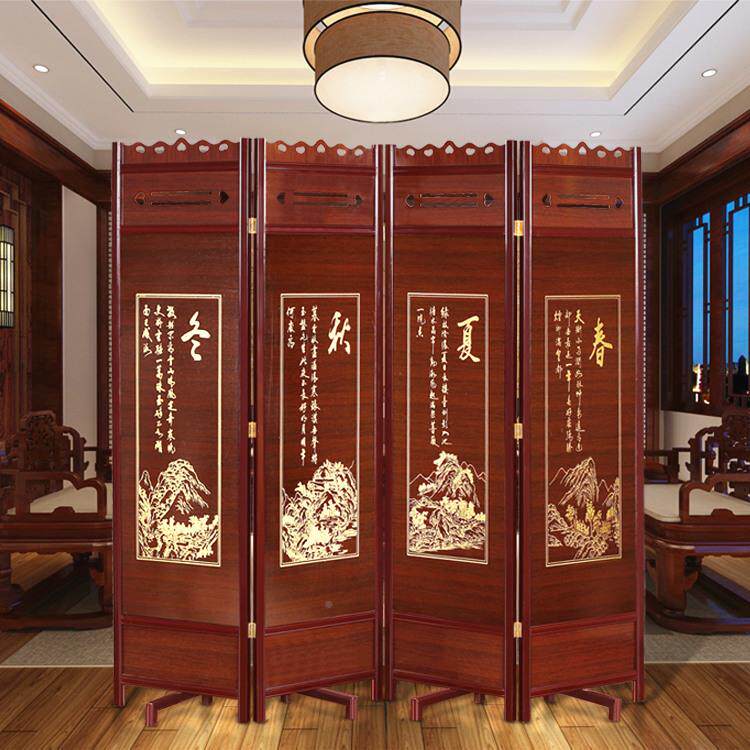 木折叠移动屏风可酒店屏风隔断985办公室用玄关隔断仿古中式家T实