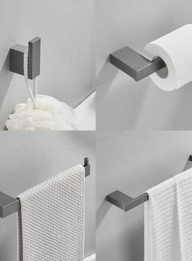 太空浴置物套装架现代简约浴室挂件室轻奢浴FIL铝巾架毛巾挂钩