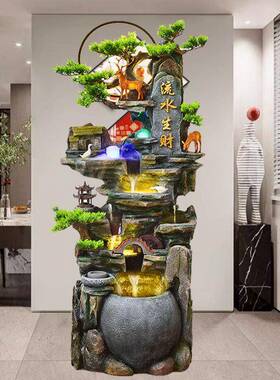 中山FTY式客厅假流水摆件喷泉高山玄循环水生财落风水轮加湿器地