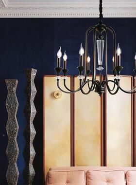 式复古客厅吊蜡灯美灯式法楼梯中52479古黑色餐厅卧室南洋风烛水