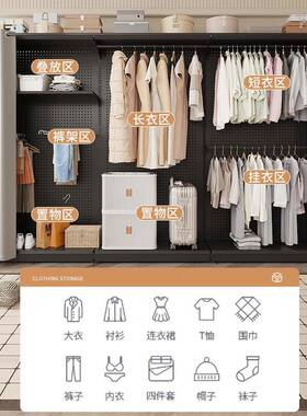 挂衣架落物地卧室洞洞板衣柜开放架式衣帽间子装放XVP衣服防组尘