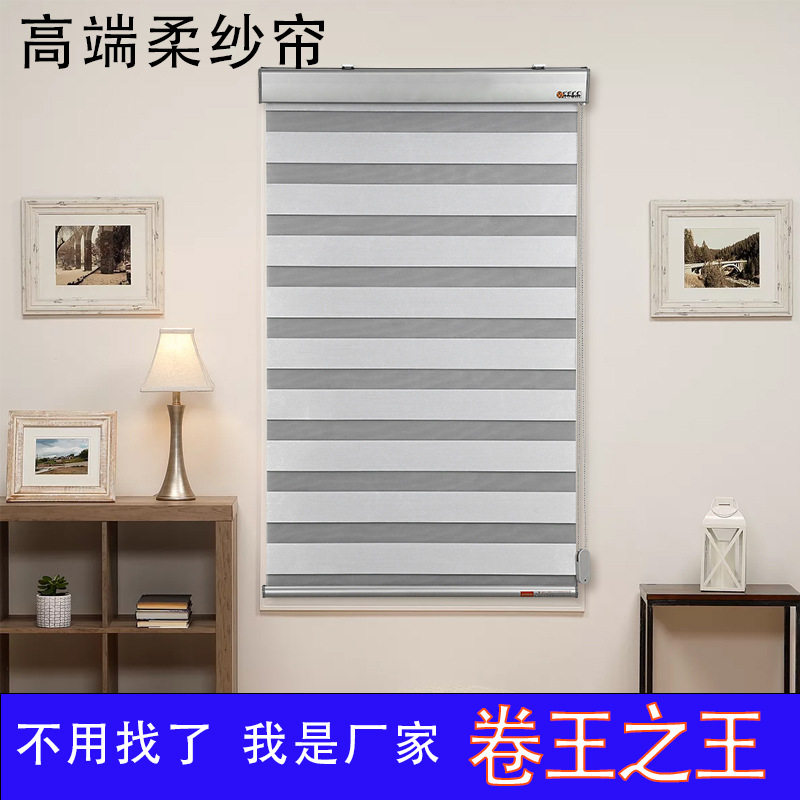 2024双层卷帘柔纱帘百叶窗帘