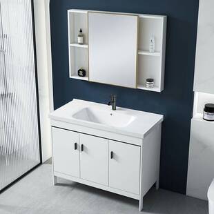 小户型落地式太空铝支架洗脸盆柜组合陶瓷洗漱台卫生间现代浴室柜