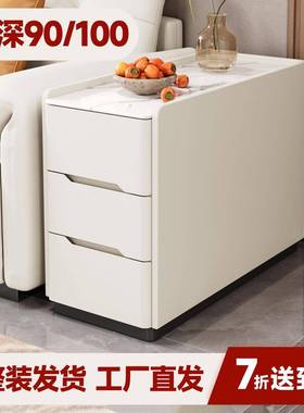 沙发感侧边家柜三层轻奢岩板实沙发边木柜茶水柜边几客QZZ厅用