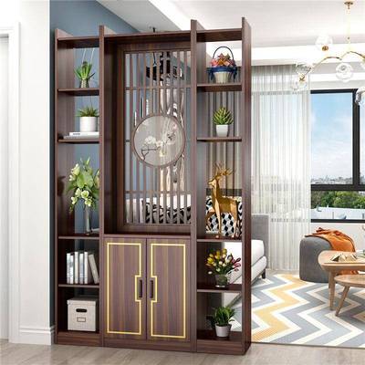 屏风隔断客简约现代客厅对玄关柜镂关空柜置MZL物架酒柜正厅大门