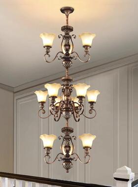 美楼梯长吊灯l式o311ft旋挑空客厅主灯转楼复梯间欧式别墅式楼大