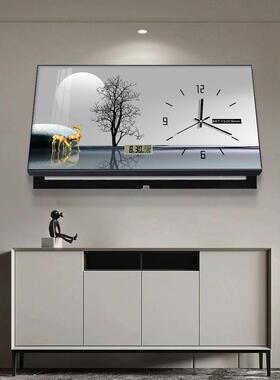 钟大尺寸电装表箱饰画带万年历遮挡配电箱RWQ电源箱总开关时钟挂