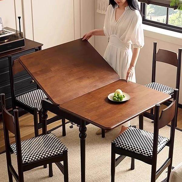 餐桌组合中见描述古风形餐台家用椅可变方桌吃桌饭法式复古可折叠