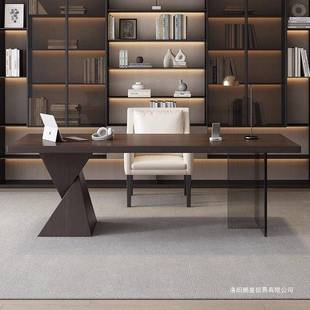 意式 极简桌轻现代感家用亚书克力悬274浮脑桌客奢厅实电木办公桌