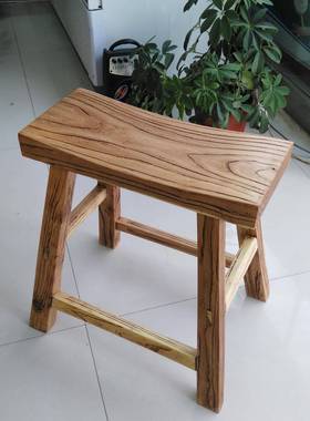 量PRZ独板老榆凳子鞍凳木实木条凳榫卯仿古怀旧马凹批面凳餐桌椅