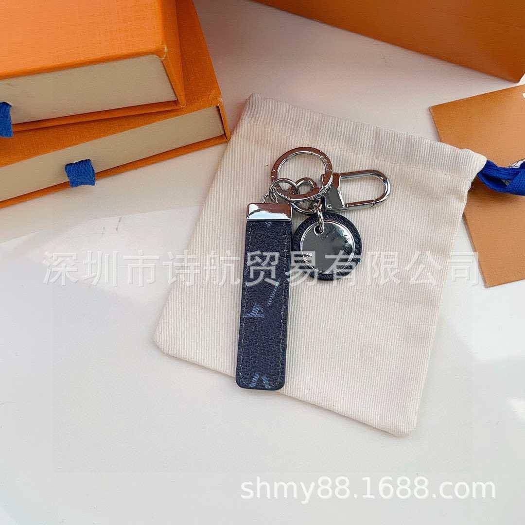档新款高汽车钥扣皮件革老花皮创ZWZ意挂皮绳配饰家用多功能挂匙