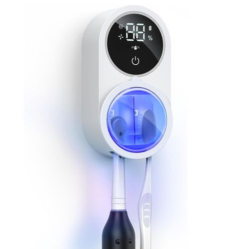 双牙刷消毒器紫外线杀菌消毒智能传感器牙刷壁挂式旅行夫妇储物架