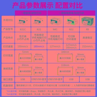 汉印N31 N51快递单打印机蓝牙热敏不干胶标签电商淘宝订单快 N41