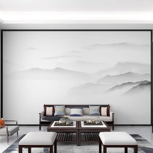 定制壁布3D现代中式 饰墙纸影视墙布壁画 山水电视背景墙壁纸客厅装
