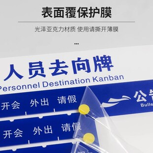 人员去向牌楼层科室牌人防办公告知牌员工岗位门牌去向板标识牌亚