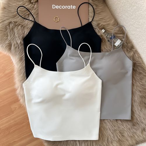 细肩带吊带背心女带胸垫美背内搭夏季薄款冰丝无痕打底外穿上衣