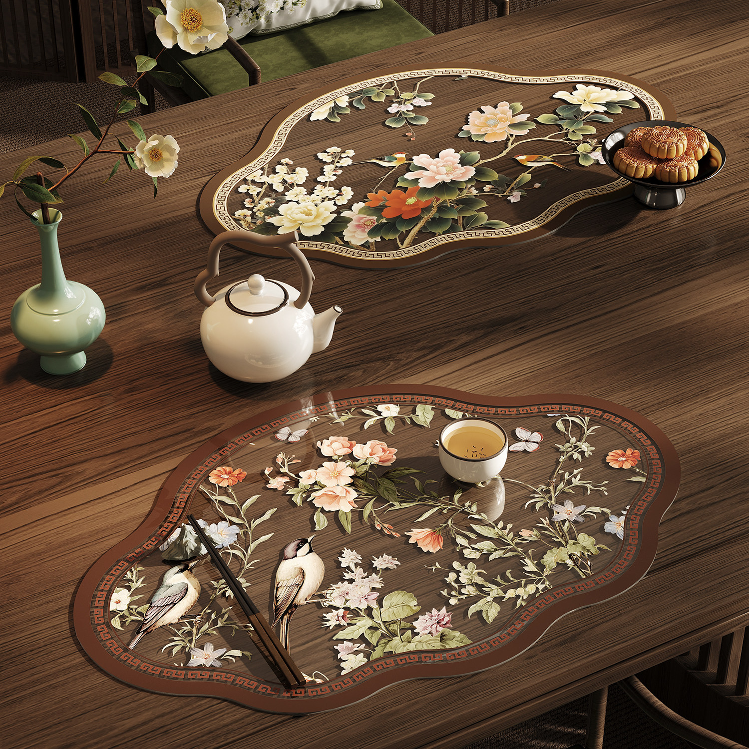 新中式餐垫免洗防水防油防烫隔热垫茶垫半透明家用小垫子餐桌垫,居家布艺,餐垫,淘宝优惠券,粉丝福利购,淘宝优惠卷