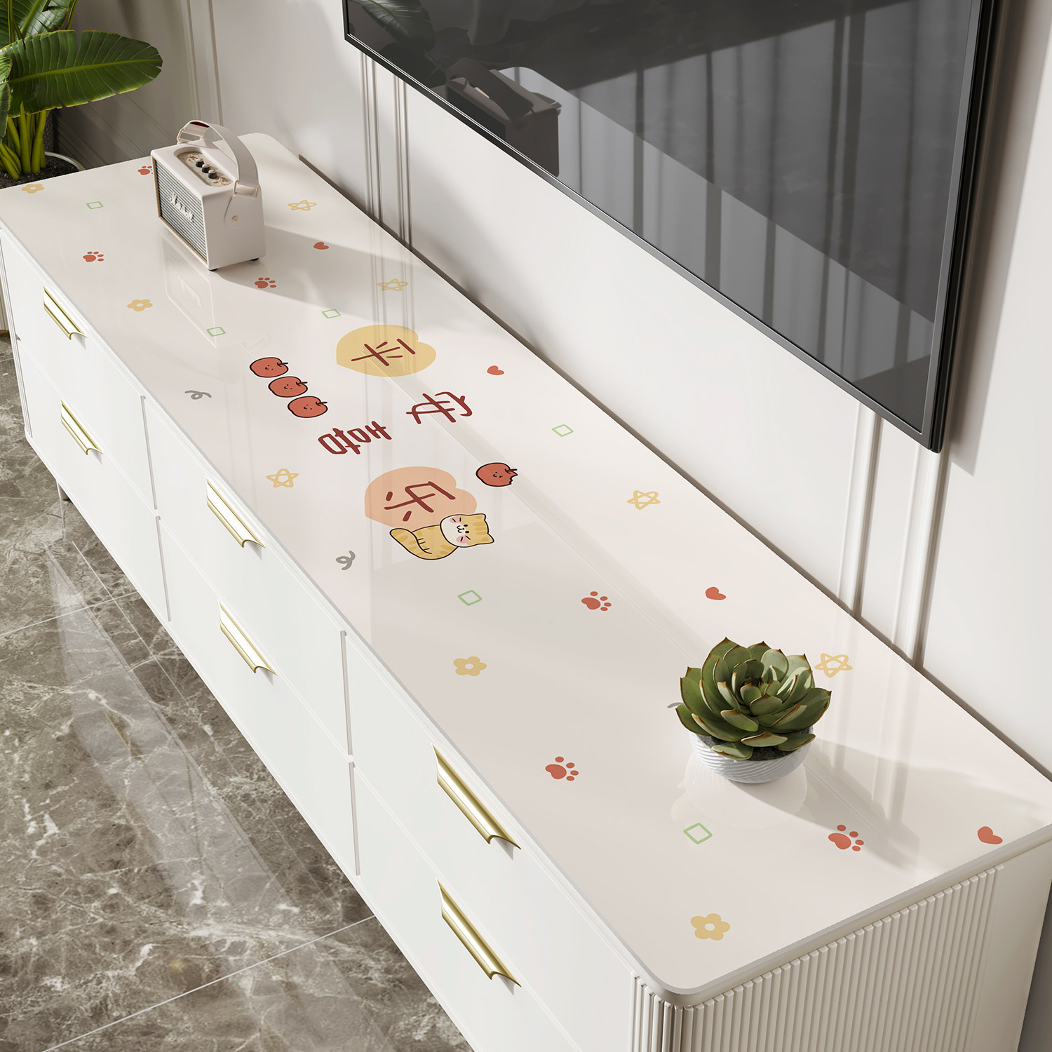 pvc电视柜桌垫免洗防水防油软玻璃餐边柜鞋柜台面垫玄关桌布垫子,居家布艺,桌布,淘宝优惠券,粉丝福利购,淘宝优惠卷