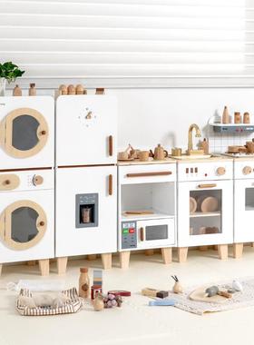 kienvy童儿厨房玩具木质出水饭过家家做组合套幼儿园早教QVL装娃