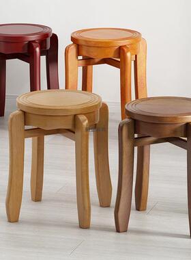 实叠木带凳子可放万家用叠叠乐凳餐桌凳加厚圆凳组合移动边94238